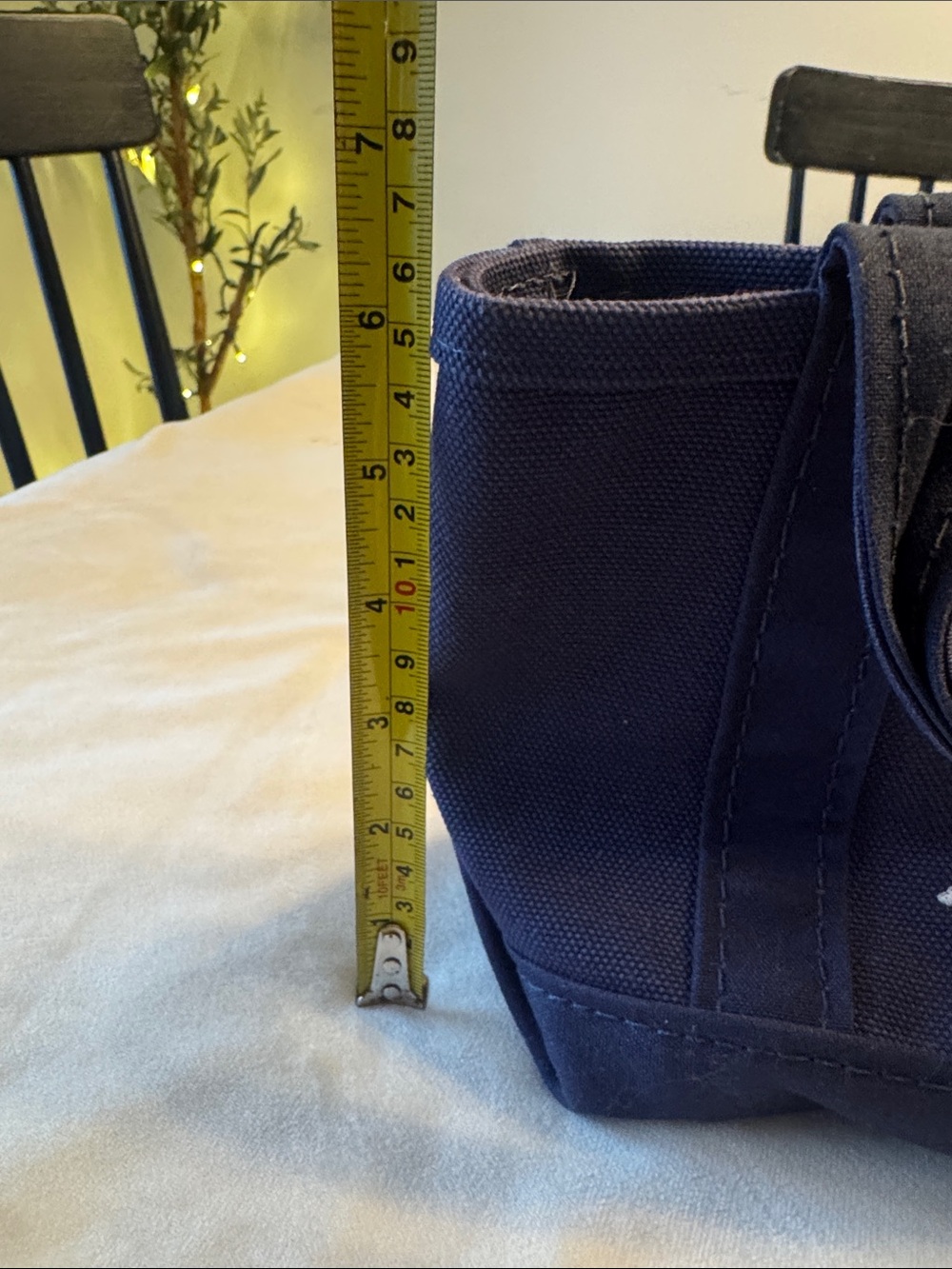 Rare! LL Bean Boat and Tote Navy Canvas Mini Tote Bag with Snowman Embroidery - Picture 9 of 12